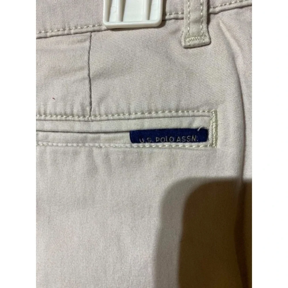U.S. Polo Assn. Boys Beige Chino Shorts Size 14 Cotton Regular Fit Flat Front